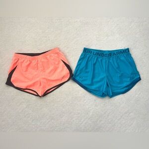 Nike Running Shorts and Under Armor Teal Women's Athletic Shorts Bundle